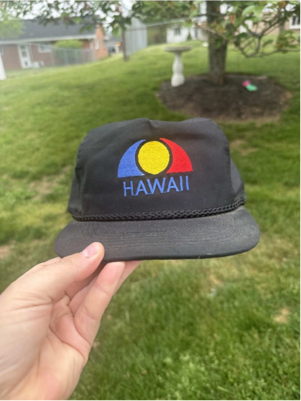 VTG 90s Hawaii Black SnapBack Hat Embroidered One Size
